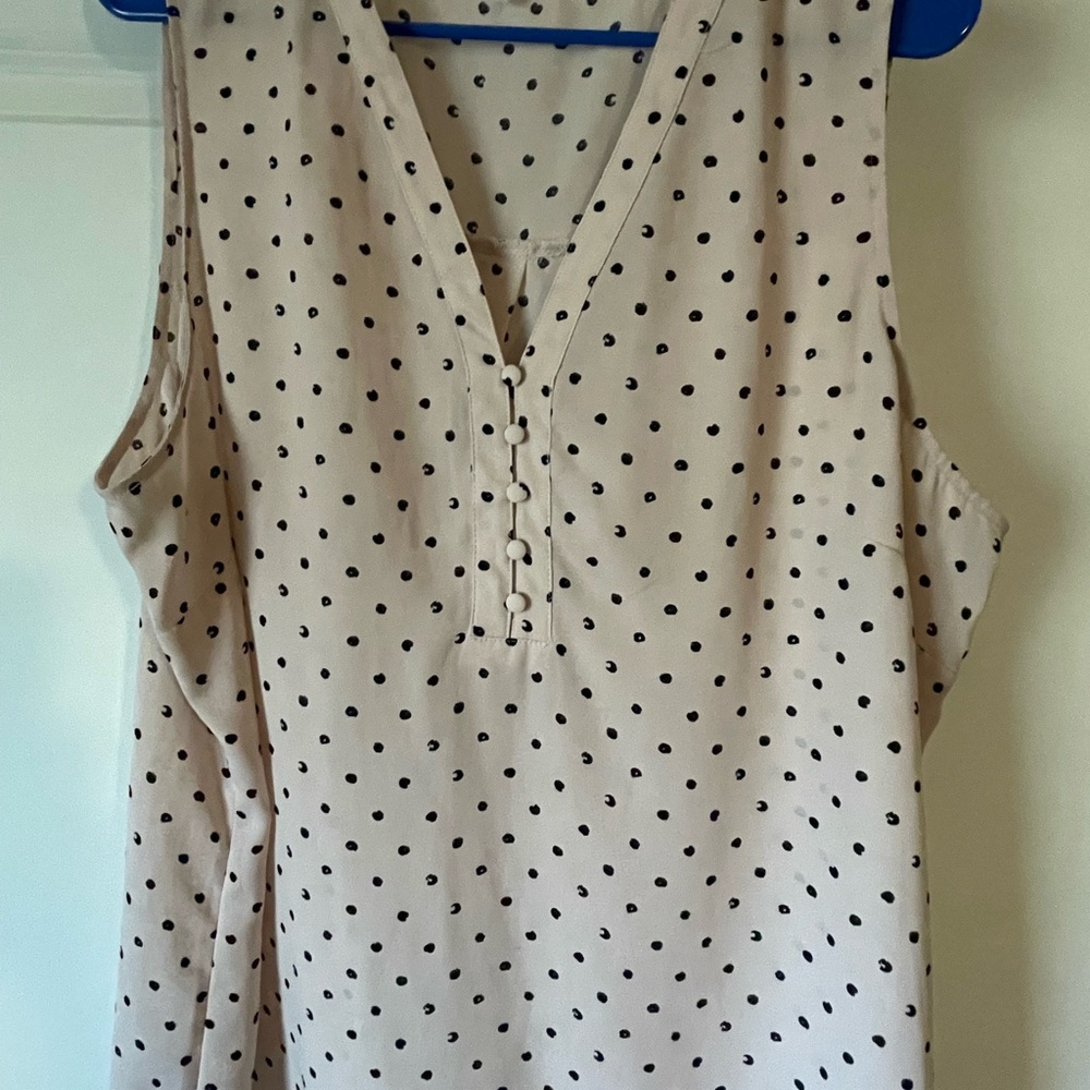 Maurices Beige Polka Dot Sleeveless Blouse